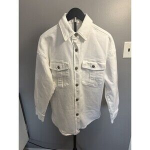 P.A.R.O.S.H. Women’s White Small Denim Shirt Button Up Jacket Made In Italy